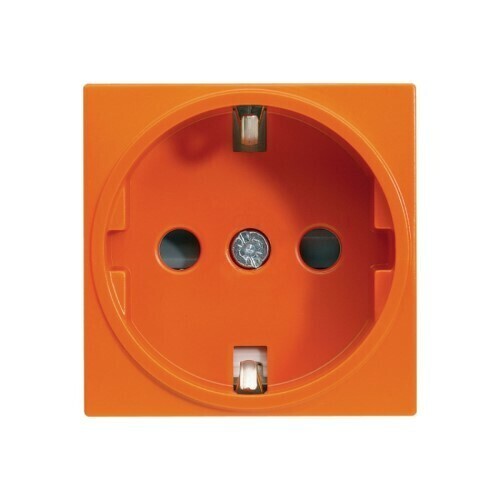 [NM-EL45x45/T-OR] Панель лицевая электрической розетки Mosaic 45х45, нем. ст., 2К+3, 16А, со шторками, оранжевый